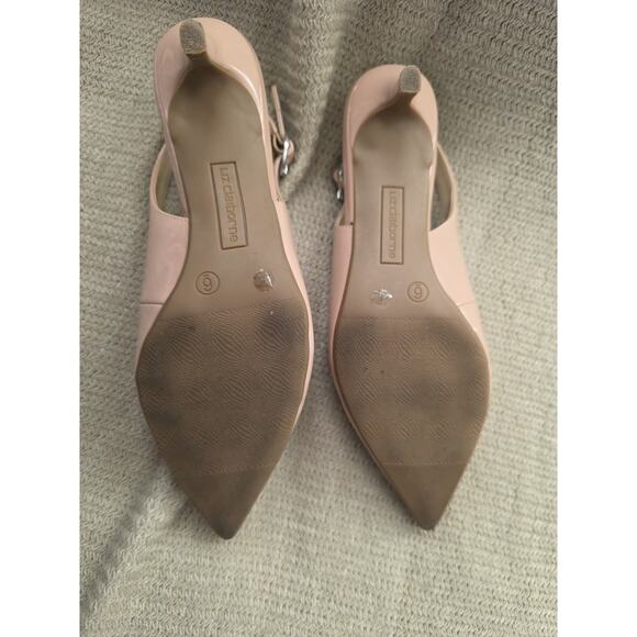 Liz Claiborne Women Quebec Nude "Patent Look" Slingback Shoes 6M Kitten Heel - Picture 4 of 6